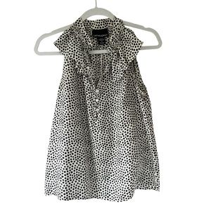 100% Silk Polka Dot Ruffle Sleeveless Blouse by Cynthia Rowley (S)